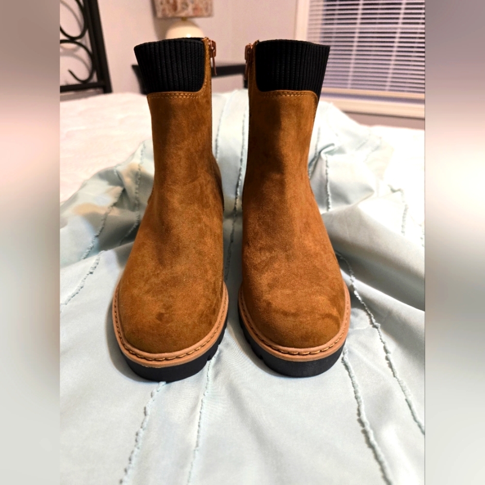 Brown Faux Suede Ankle Boots